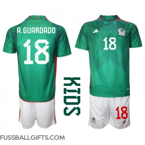 Mexiko Andres Guardado #18 Fußballbekleidung Heimtrikot Kinder WM 2022 Kurzarm (+ kurze hosen)